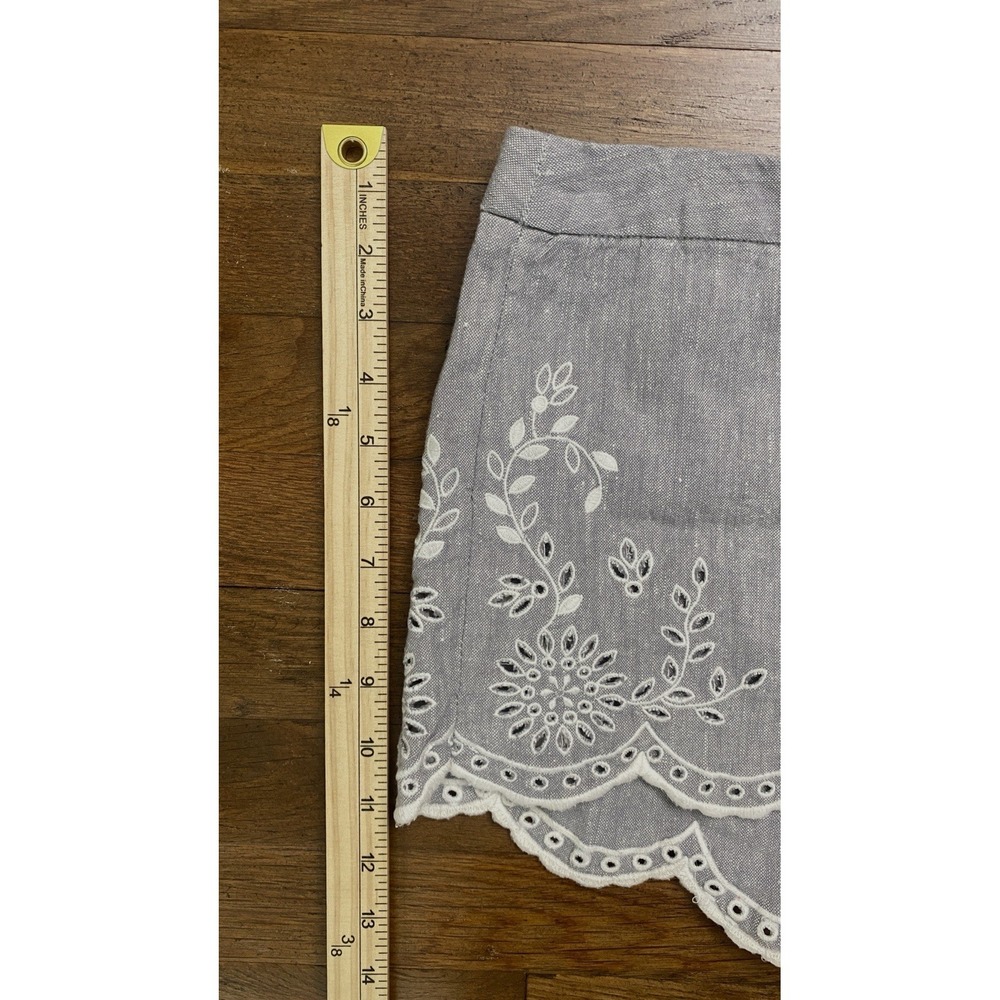 Free People Linen Blend Shorts Womens Size 2 Embroidery Coastal Resort Wear - Picture 4 of 10